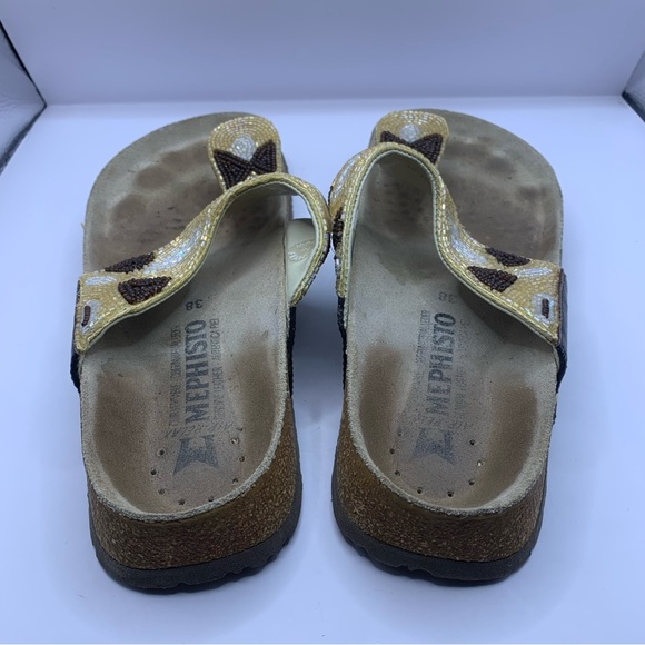 Mephisto Gizeh Women's Size 38 US 7-7.5 Golden Floral Leather Thong Regular - Picture 4 of 6